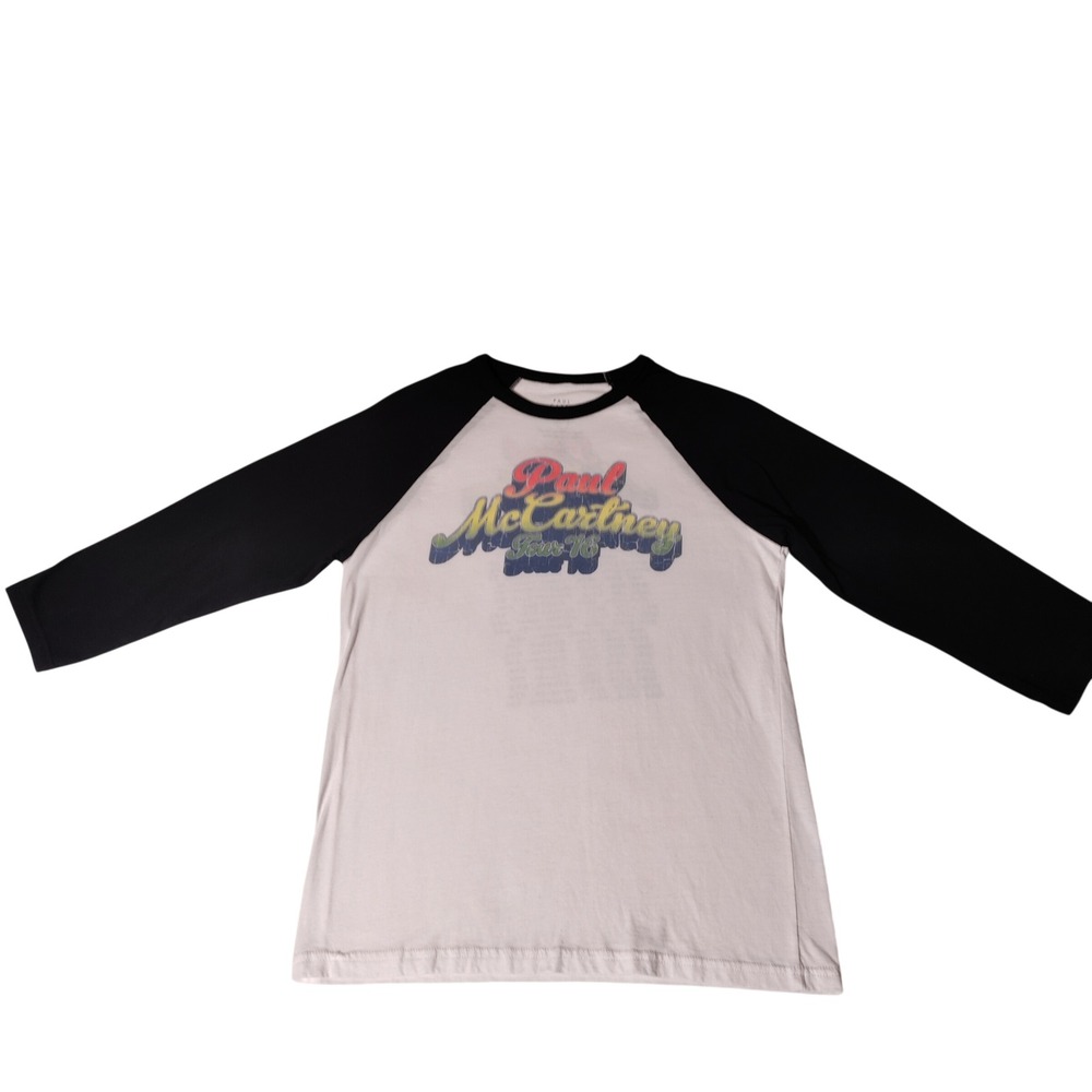 Paul McCartney Tour 16 Baseball Tee Unisex Medium Black White Raglan Band Shirt